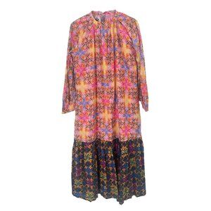 Roopa Pemmaraju x Anthroploige Colorful Floral Maxi Dress Long Sleeve XS NWT
